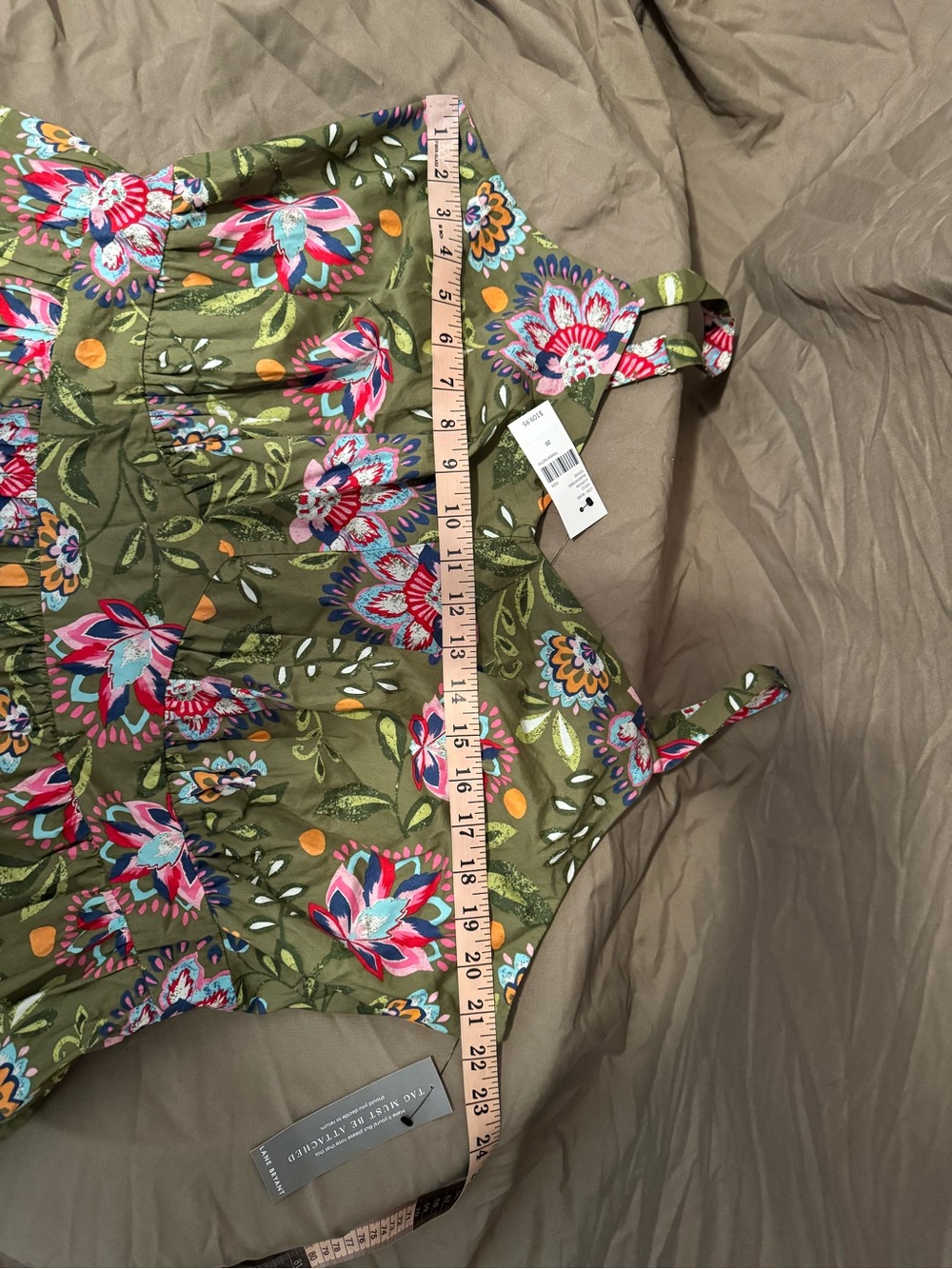 Lane Bryant Olive Green Floral Maxi Dress - Picture 4 of 8